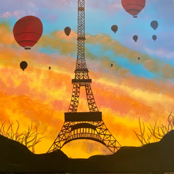 Eiffel Tower painting sunset - Picture 3 of 3